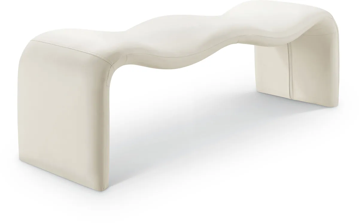 Willow - Faux Leather Bench - Cream