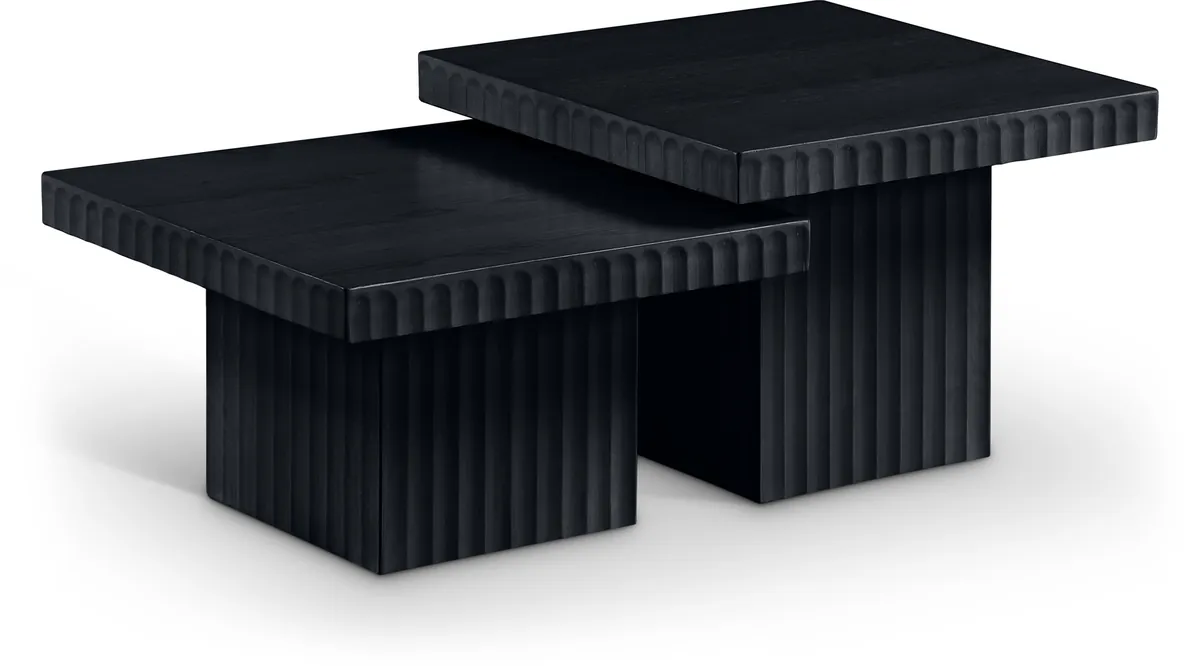 Spencer - 15" Oak Veneer 2 Piece Coffee Table - Black