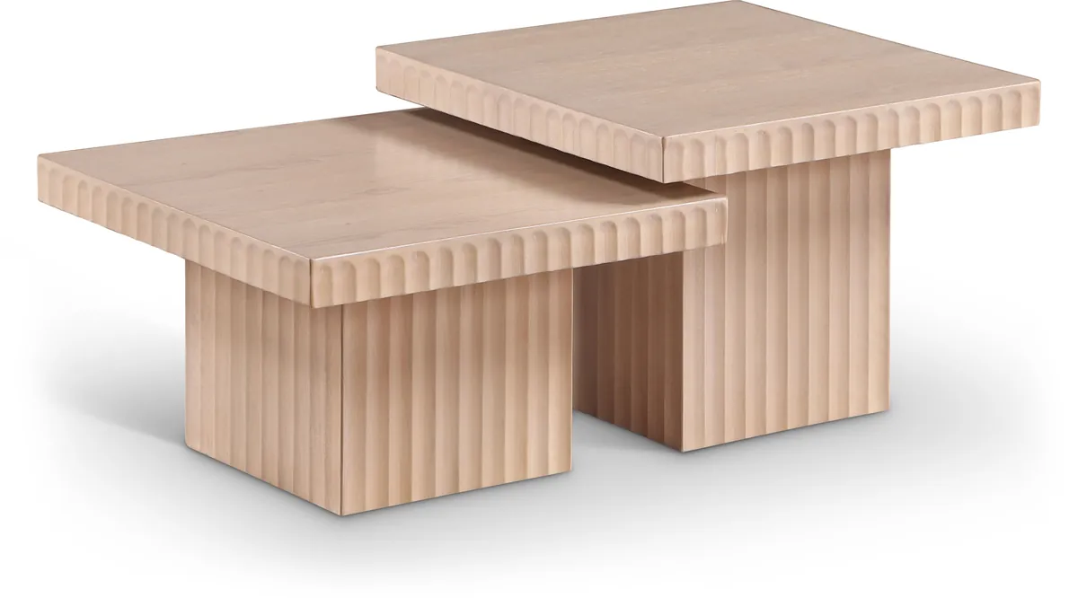 Spencer - 15" Oak Veneer 2 Piece Coffee Table - Natural