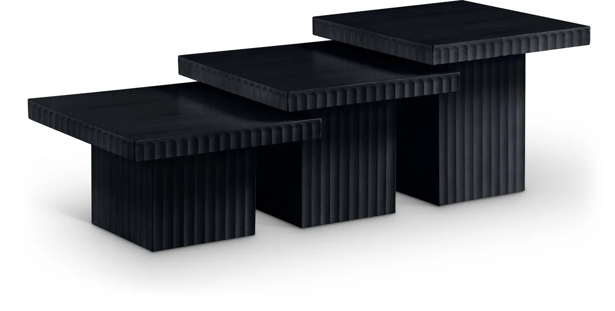 Spencer - Oak Veneer 3 Piece Coffee Table - Black