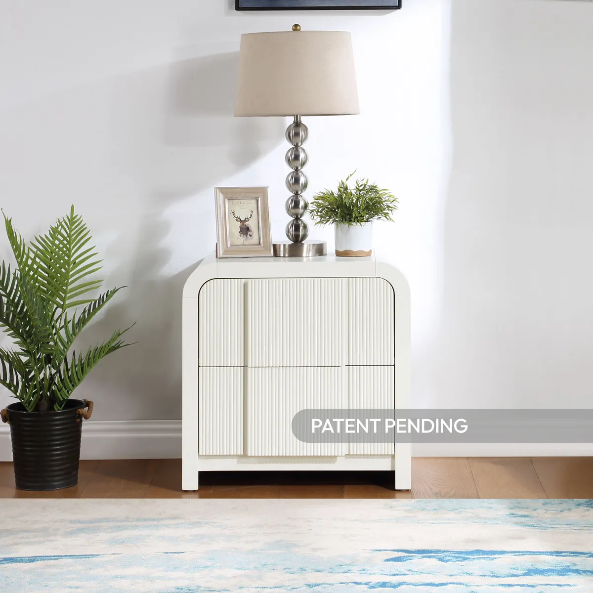 Fluted - Night Stand - Cream - View 2