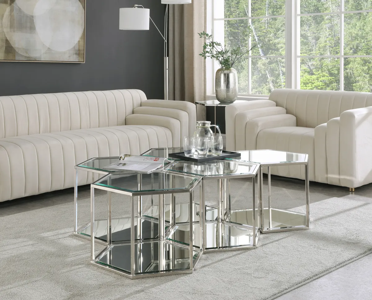 Sei - Coffee Table 5 Piece - Pearl Silver - View 2