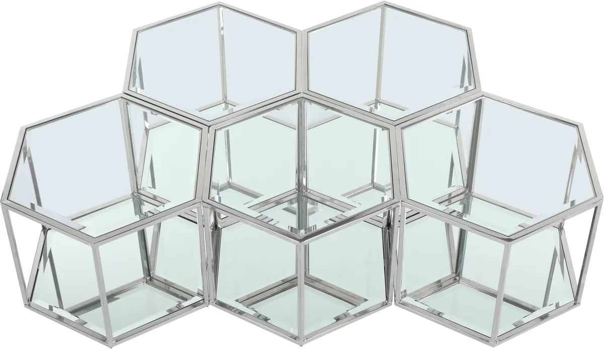 Sei - Coffee Table 5 Piece - Pearl Silver