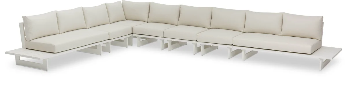 Maldives - 7 Piece Water Resistant Outdoor Modular Sectional With White Base - Cream