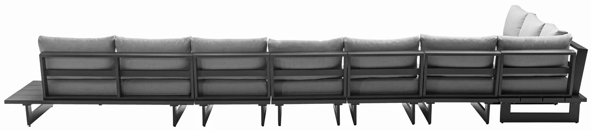 Maldives - 7 Piece Water Resistant Outdoor Patio Modular Left Arm Facing Sectional With Gray Base - Gray - View 2