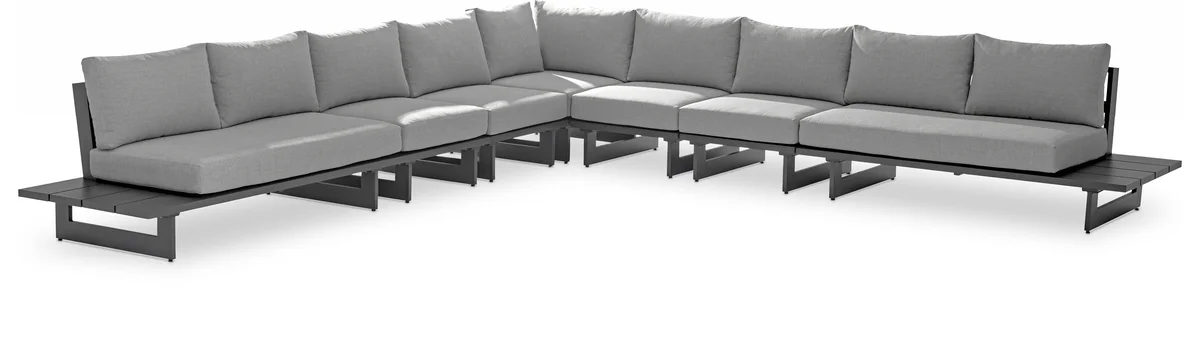 Maldives - 7 Piece Water Resistant Outdoor Patio Modular Corner Sectional With Gray Base - Gray