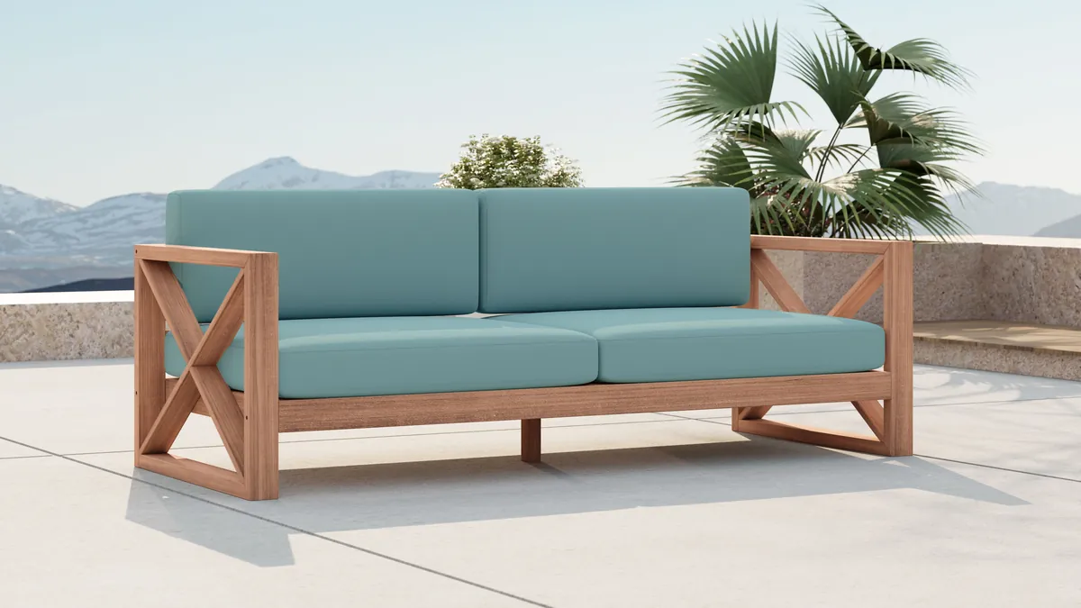Anguilla - Water Resistant Outdoor Sofa - Blue - View 2