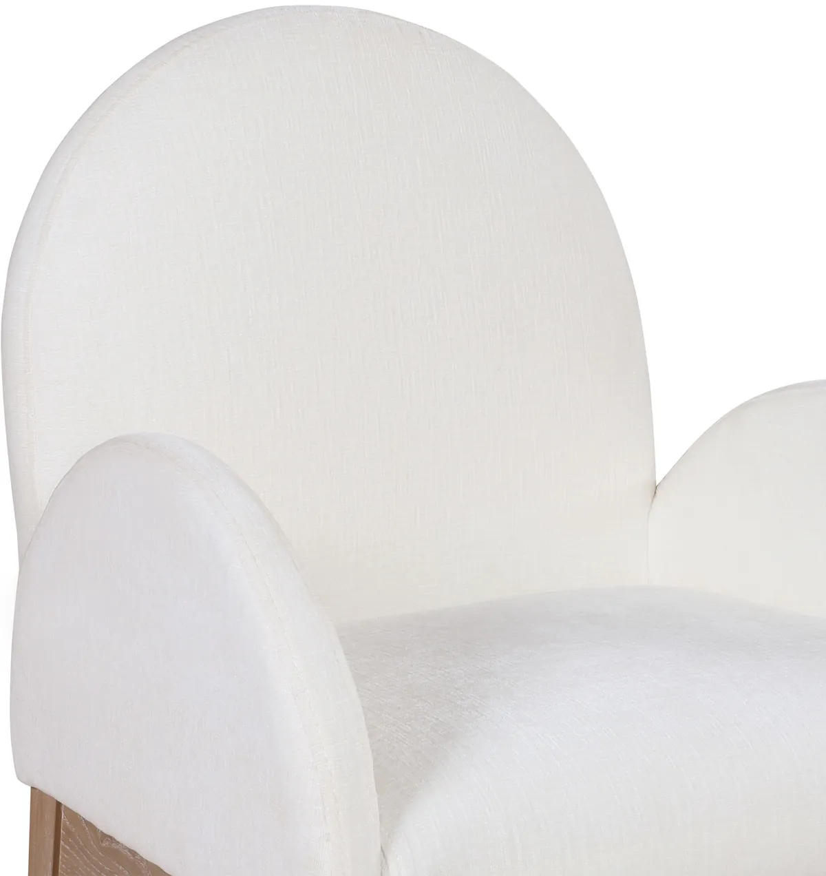 Waldorf - Chenille Dining Arm Chair With Natural Legs - Cream - View 2