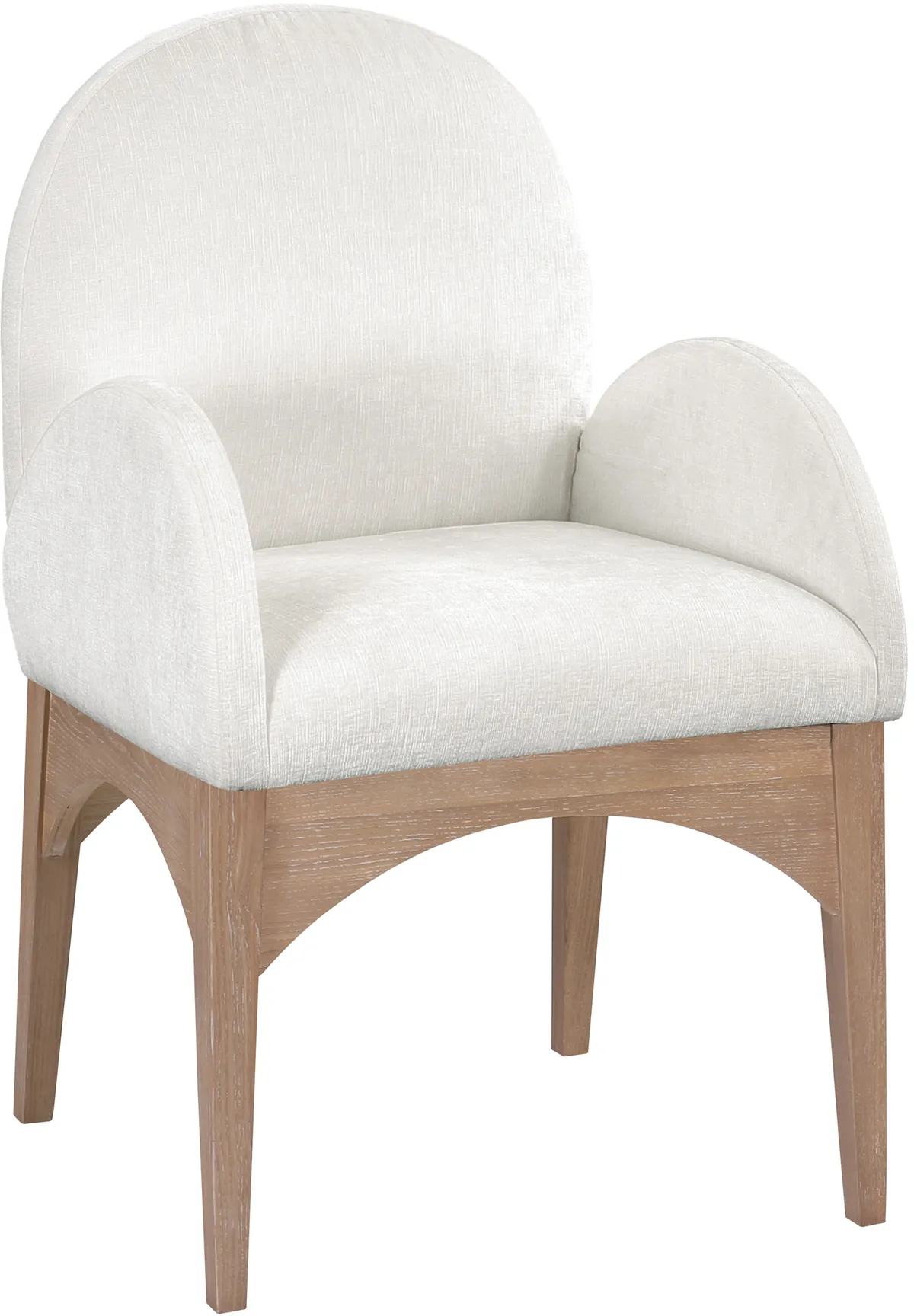 Waldorf - Chenille Dining Arm Chair With Natural Legs - Cream