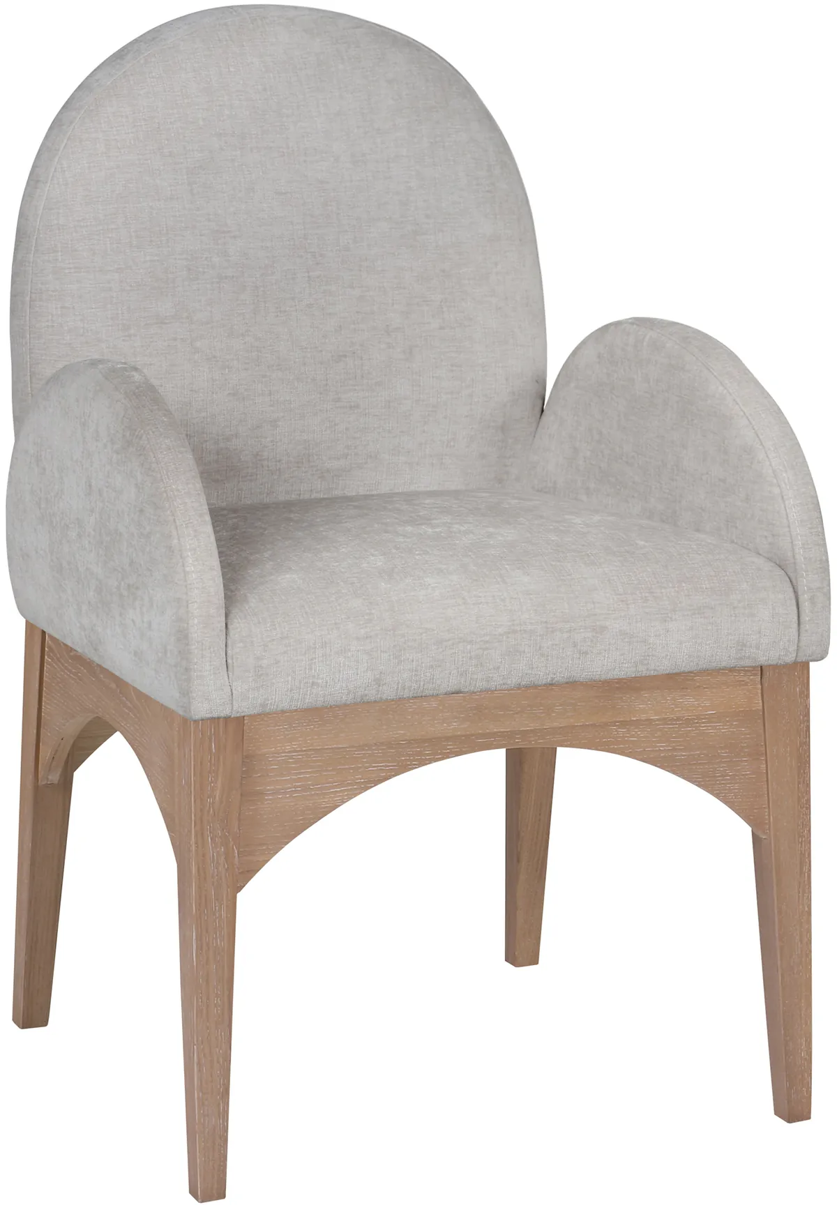 Waldorf - Chenille Dining Arm Chair With Natural Legs - Gray