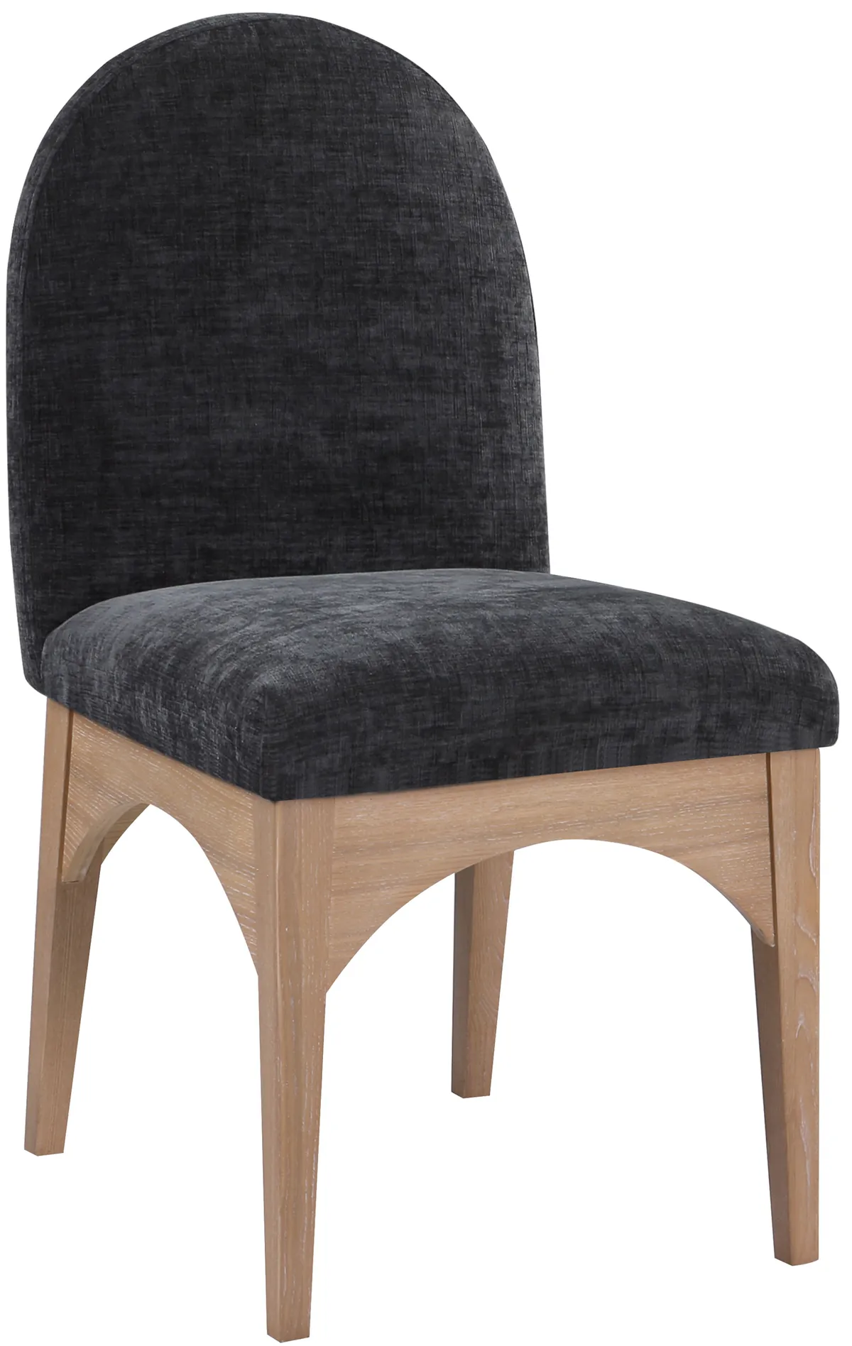 Waldorf - Chenille Dining Side Chair With Natural Legs - Black