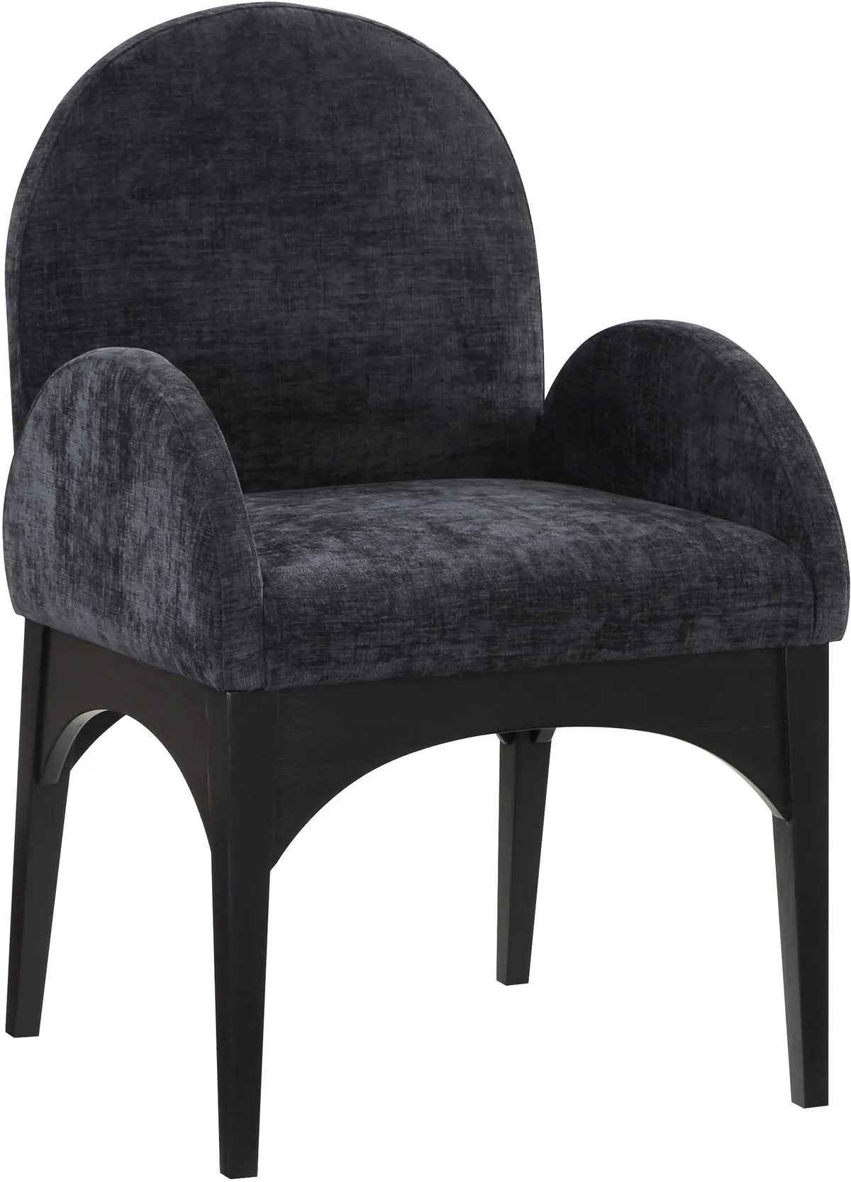 Waldorf - Chenille Dining Arm Chair With Black Legs - Black