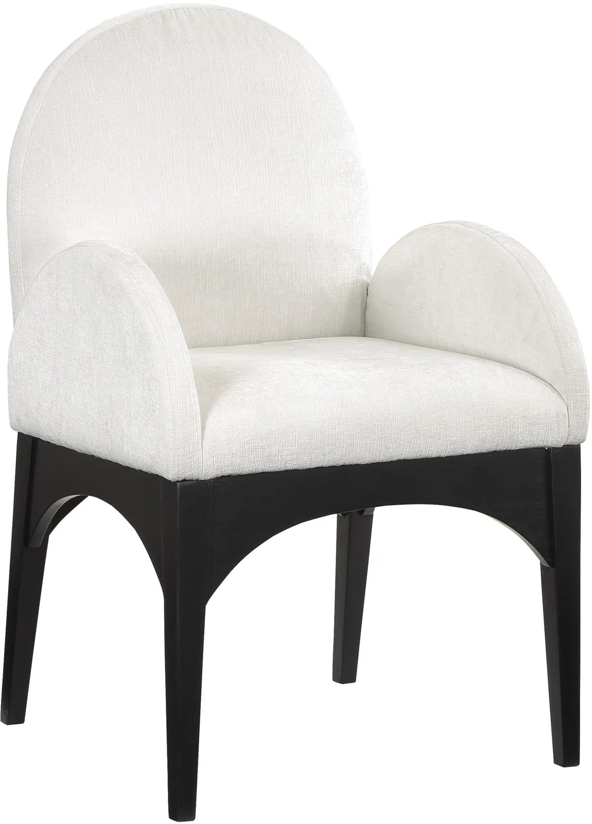 Waldorf - Chenille Dining Arm Chair With Black Legs - Cream