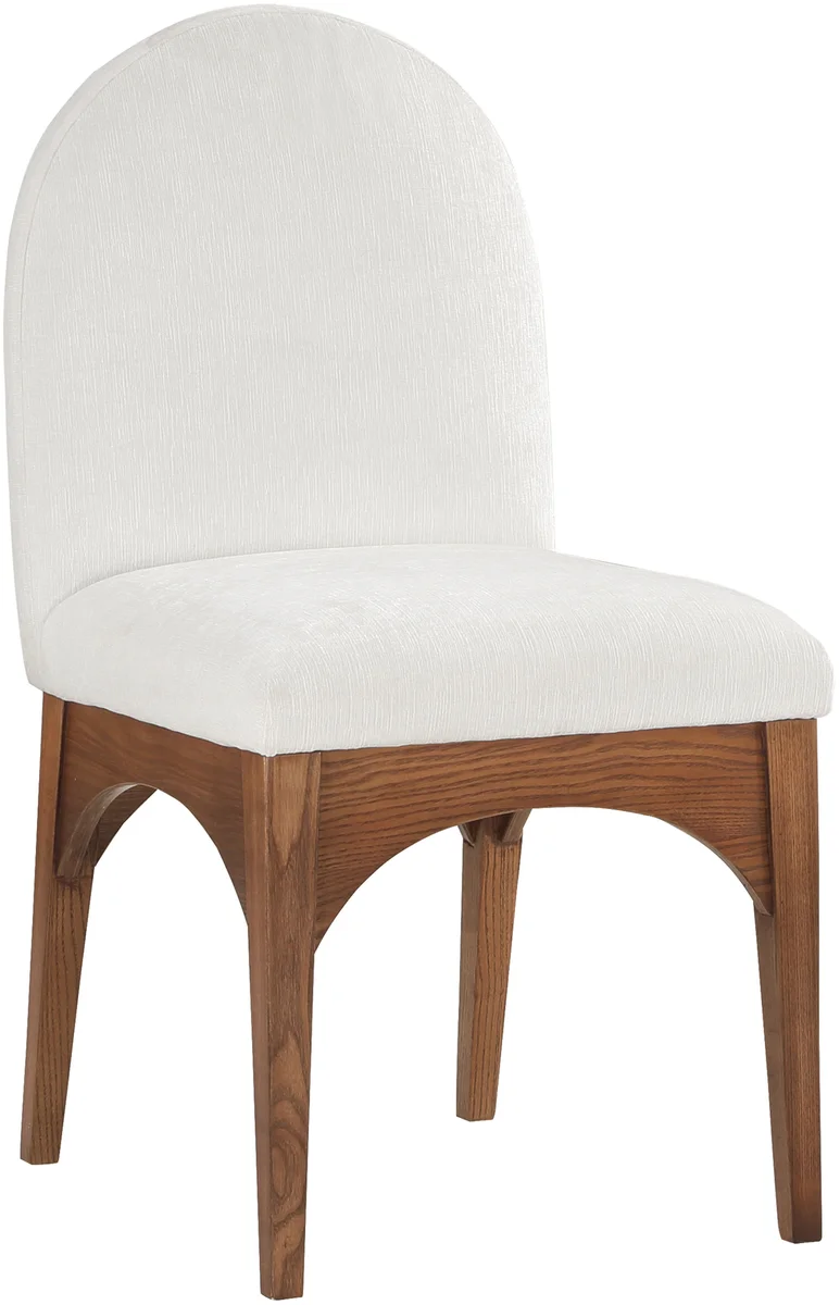 Waldorf - Chenille Dining Side Chair With Brown Legs - Cream