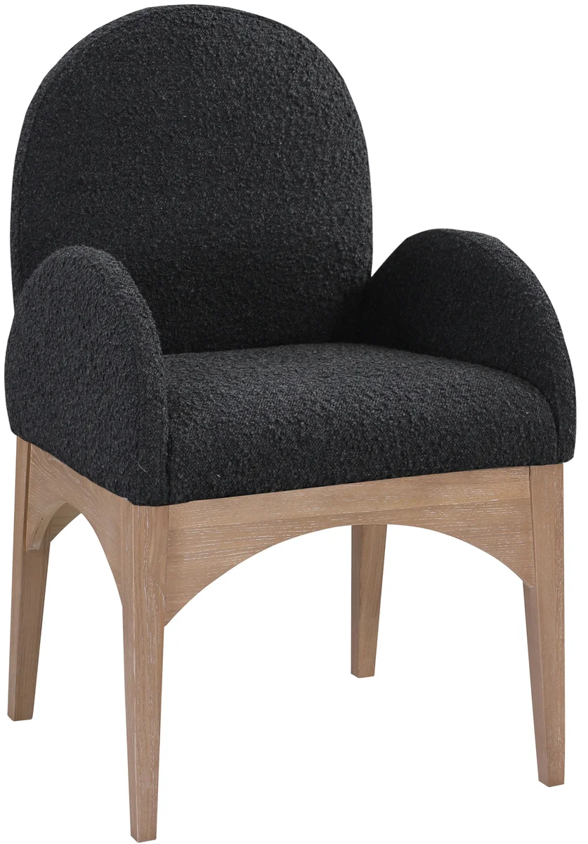 Waldorf - Boucle Dining Arm Chair With Natural Legs - Black