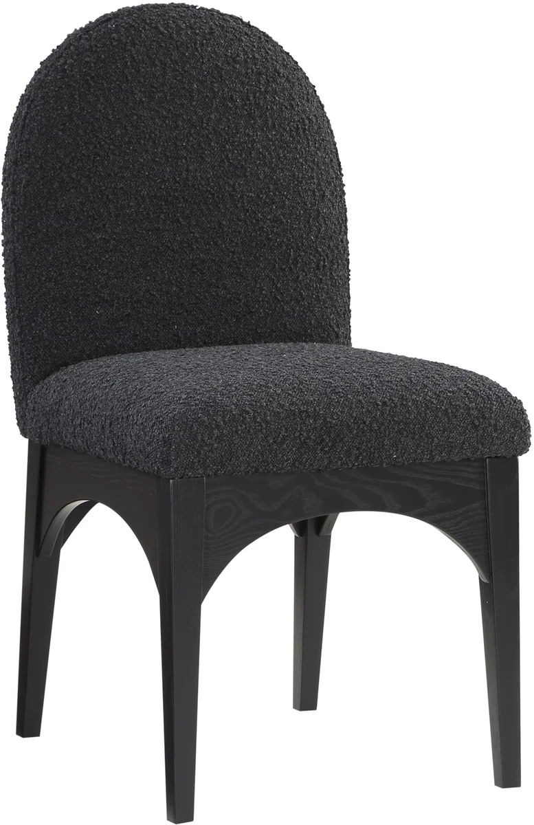 Waldorf - Boucle Dining Side Chair With Black Legs - Black