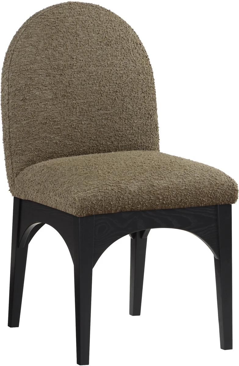 Waldorf - Boucle Dining Side Chair With Black Legs - Olive