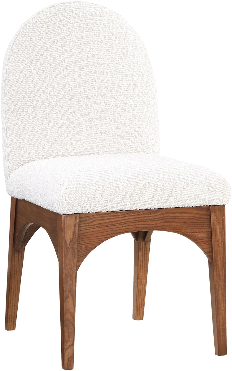 Waldorf - Boucle Dining Side Chair With Brown Legs - Cream