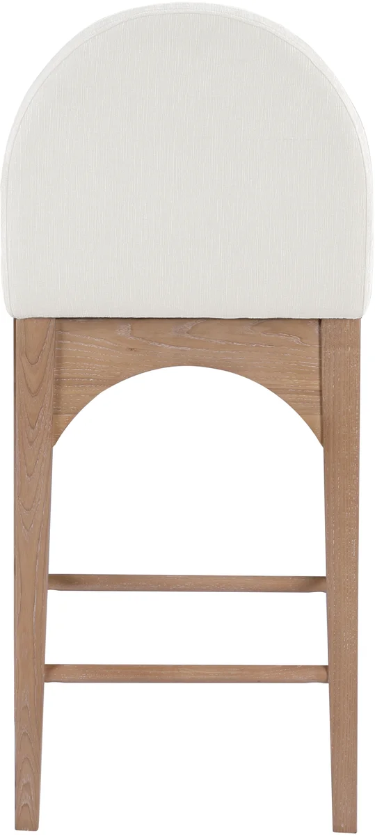 Waldorf - Chenille Stool With Natural Legs - Cream - View 2