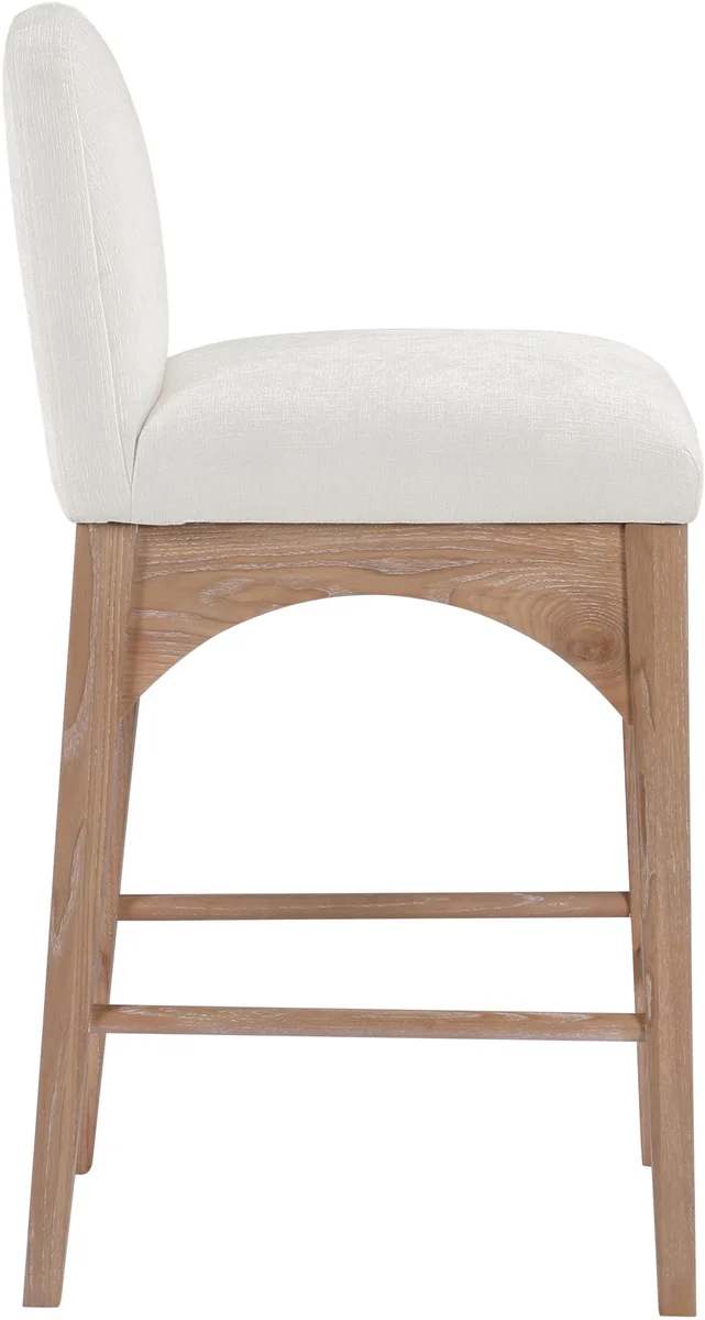 Waldorf - Chenille Stool With Natural Legs - Cream