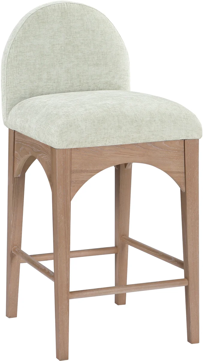 Waldorf - Chenille Stool With Natural Legs - Mint