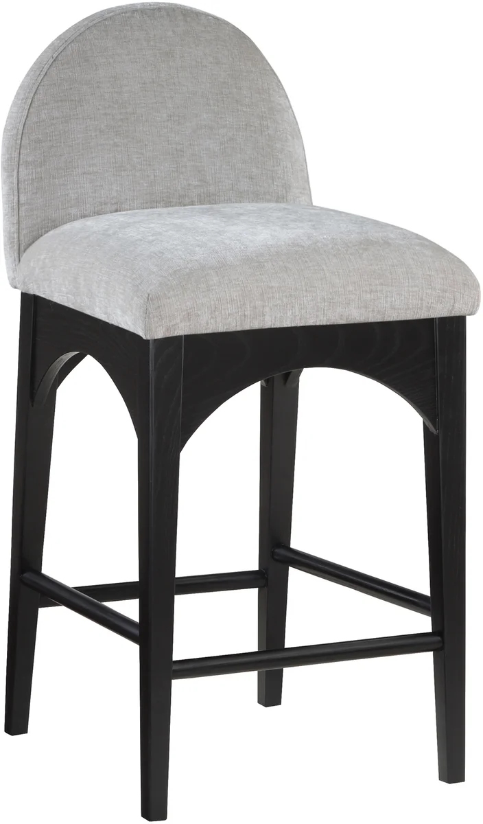 Waldorf - Chenille Stool With Black Legs - Gray