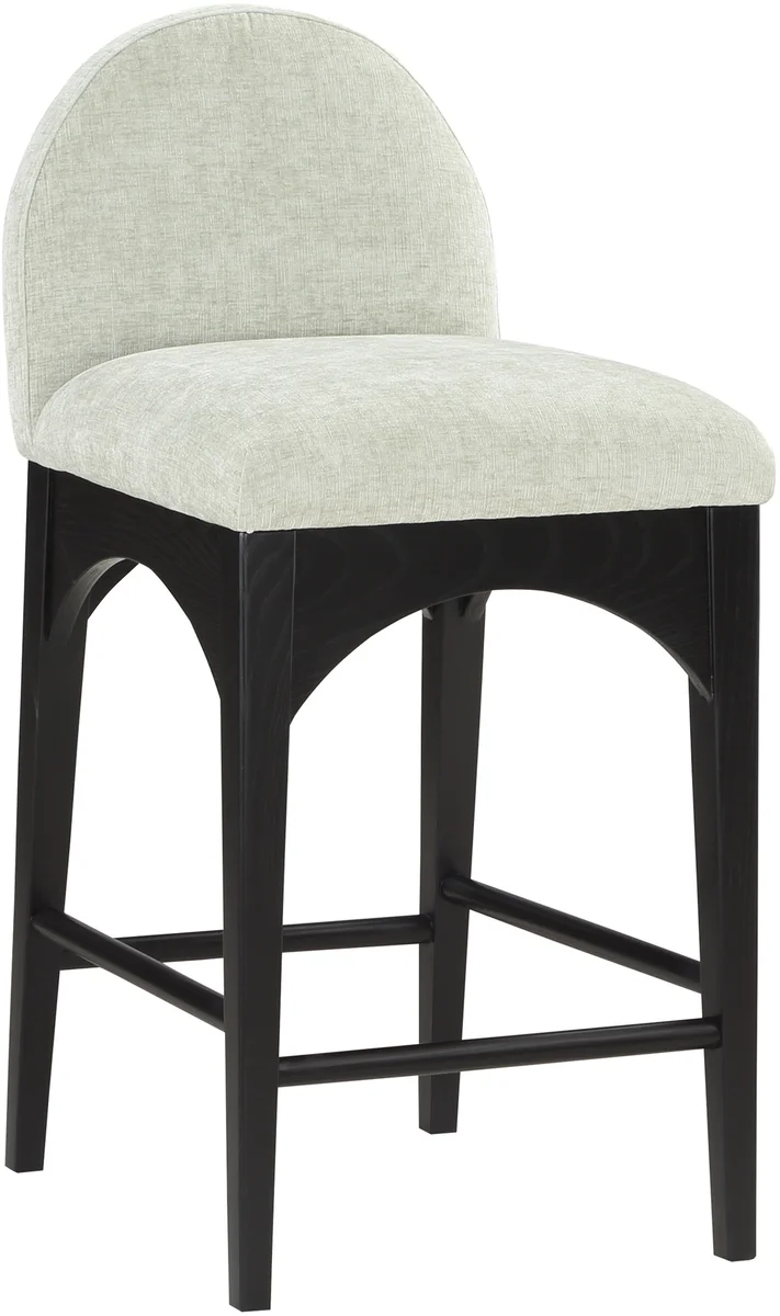 Waldorf - Chenille Stool With Black Legs - Mint