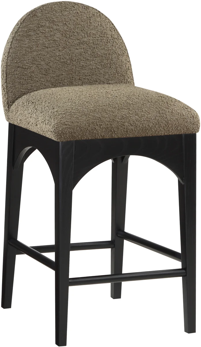 Waldorf - Boucle Stool With Black Legs - Olive