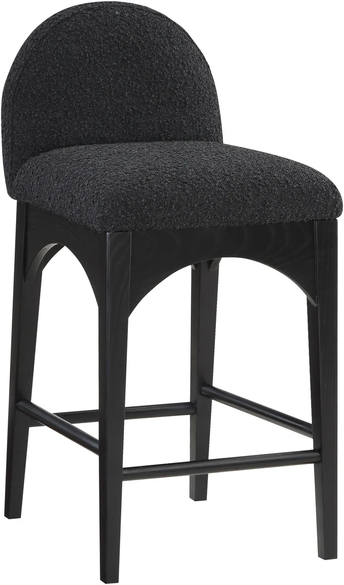 Waldorf - Boucle Stool With Black Legs - Black