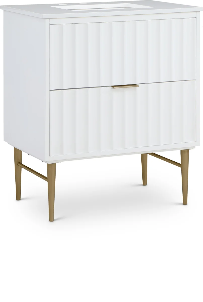 Modernist - 30" Bathroom Vanity With Gold Legs - White