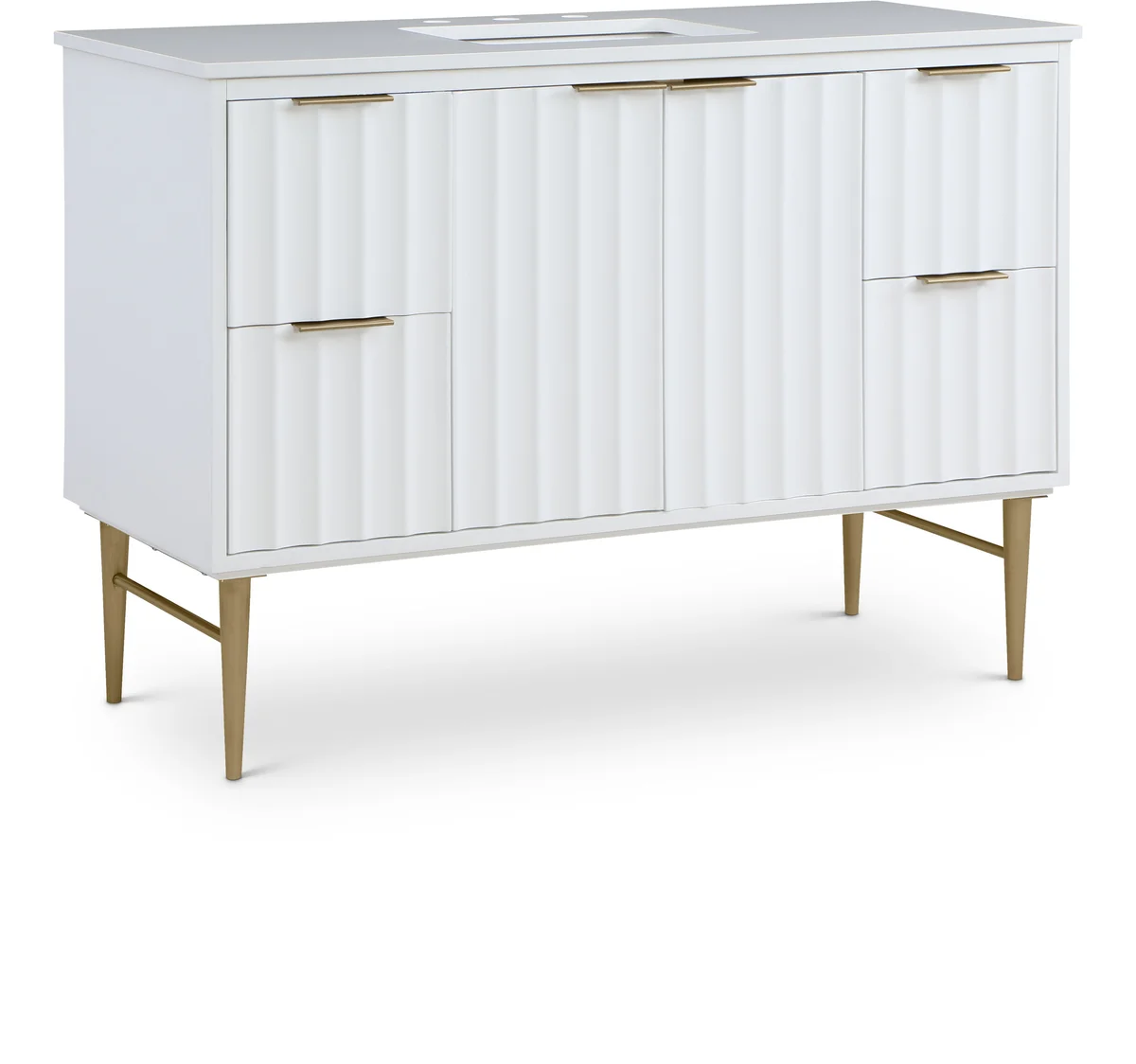Modernist - 48" Bathroom Vanity With Gold Legs - White