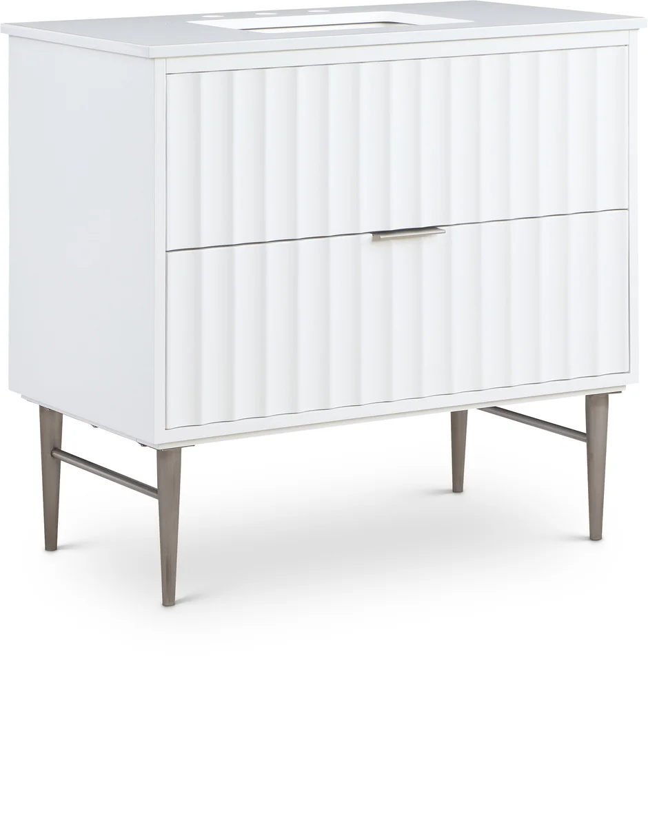 Modernist - 36" Bathroom Vanity With Chrome Legs - White