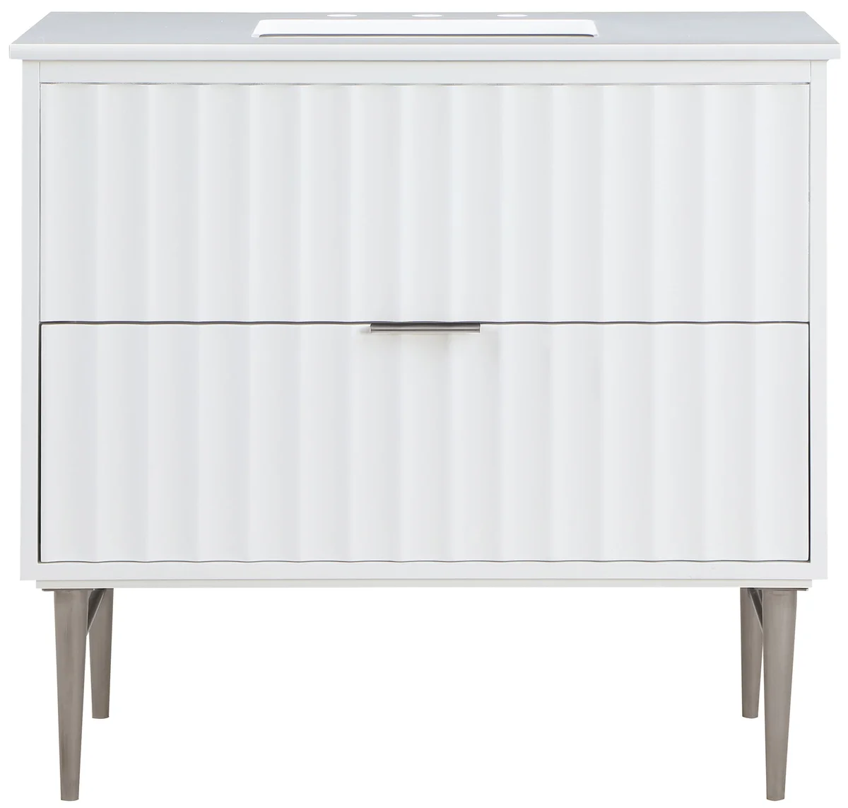 Modernist - 36" Bathroom Vanity With Chrome Legs - White - View 2