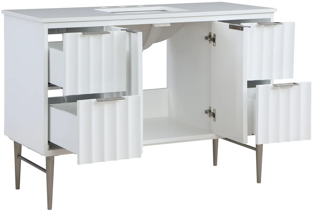 Modernist - 48" Bathroom Vanity With Chrome Legs - White - View 2
