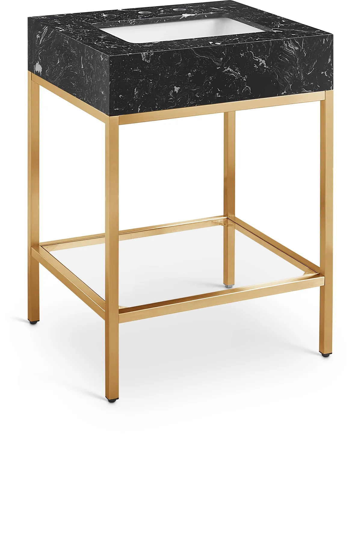 Marmo - 24" Engineered Marble Bathroom Vanity With Gold Base - Black