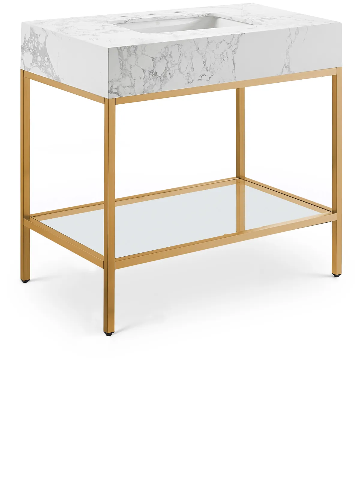 Marmo - 36" Engineered Marble Bathroom Vanity With Gold Base - White