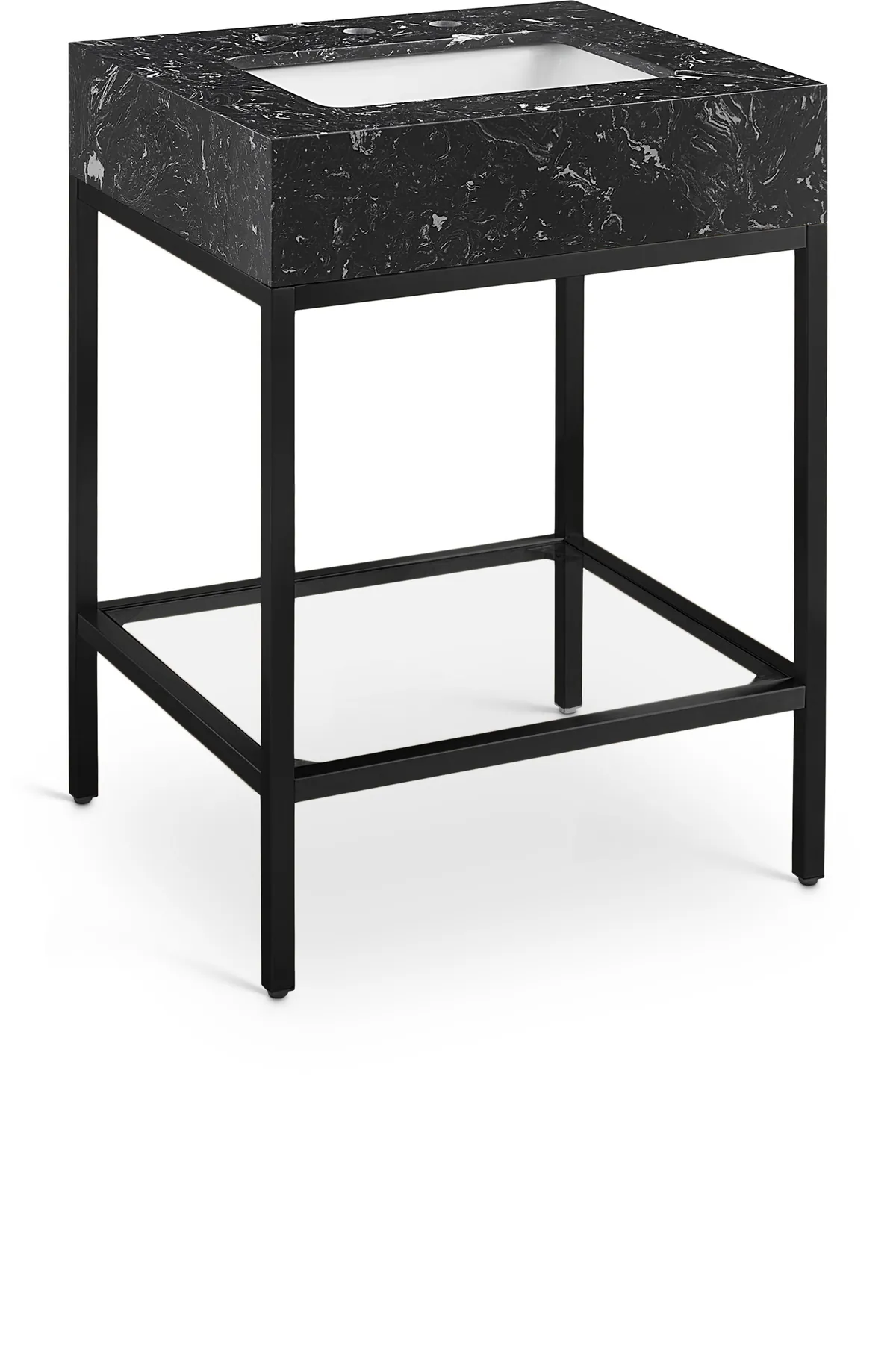 Marmo - 24" Engineered Marble Bathroom Vanity With Black Base - Black