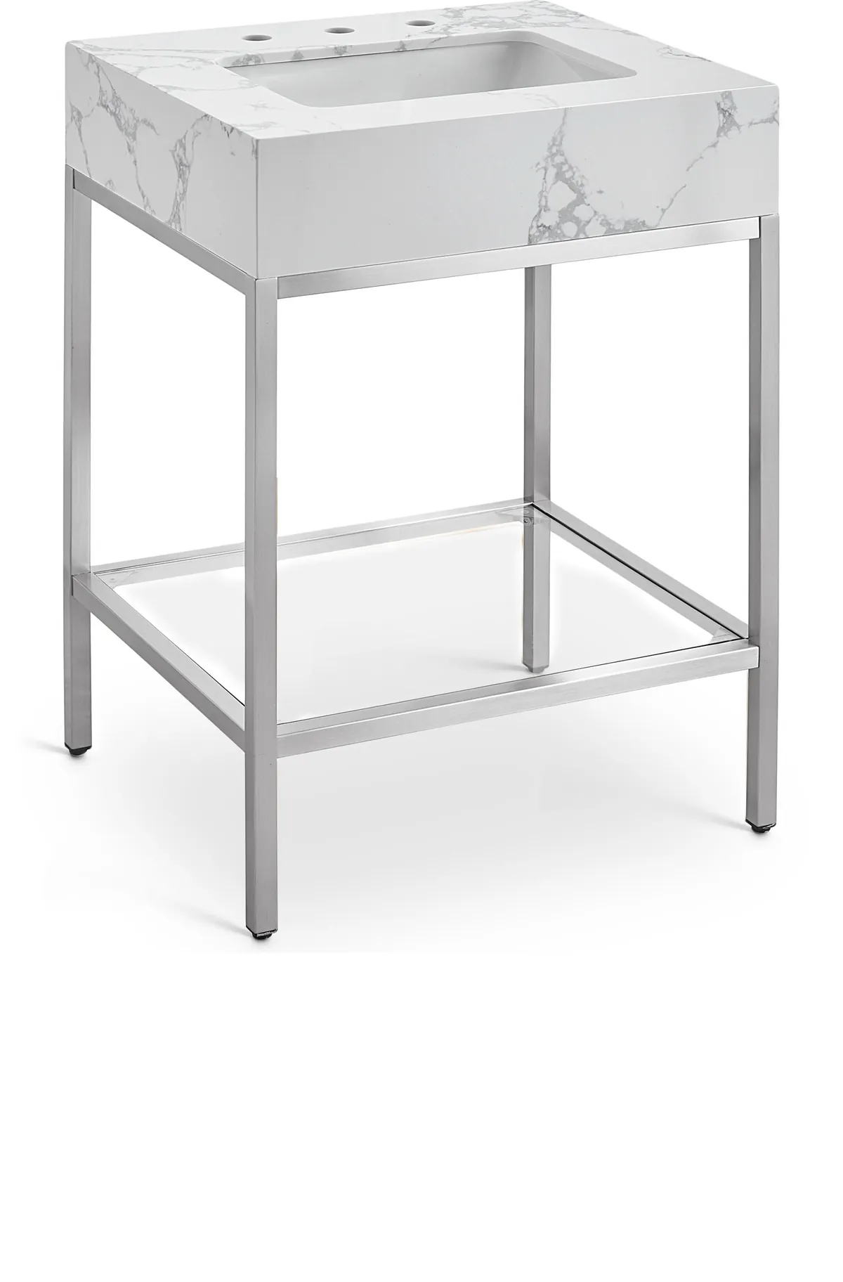 Marmo - 24" Engineered Marble Bathroom Vanity With Chrome Base - White