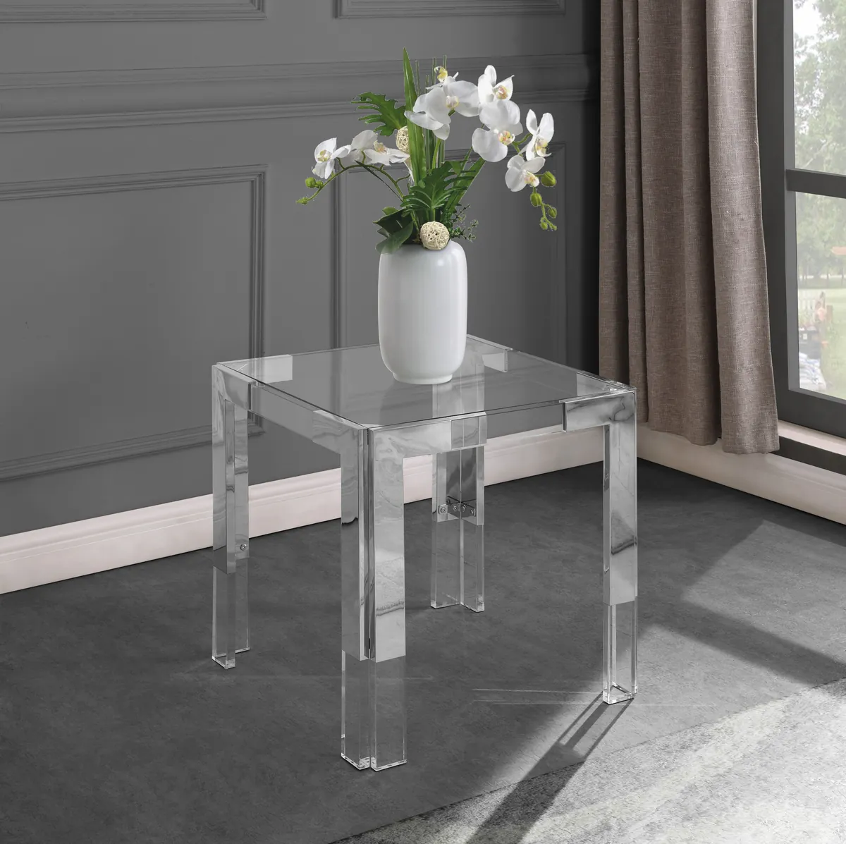Casper - End Table - Pearl Silver - Steel - View 2