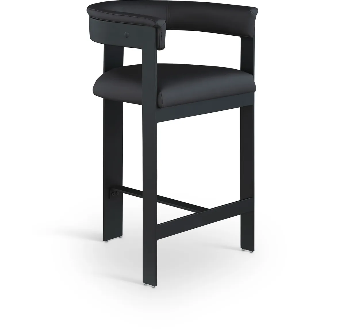 Romeo - Faux Leather Counter Stool With Black Base (Set of 2) - Black