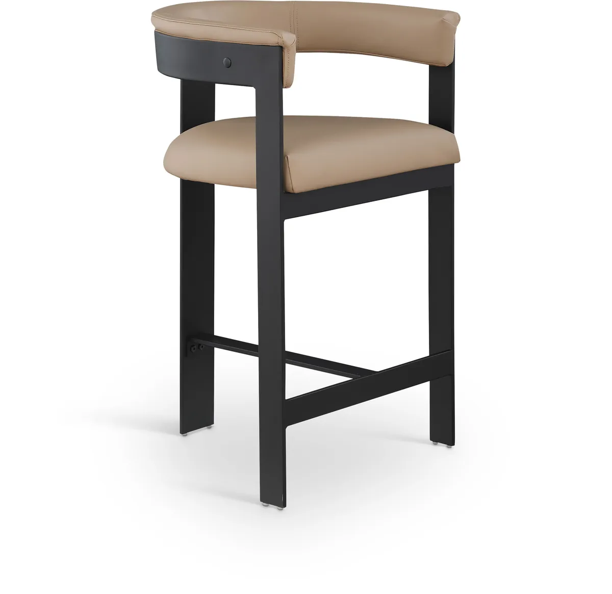 Romeo - Faux Leather Counter Stool With Black Base (Set of 2) - Tan