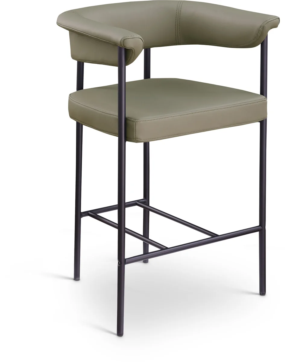 Malin - Faux Leather Counter Stool (Set of 2) - Olive