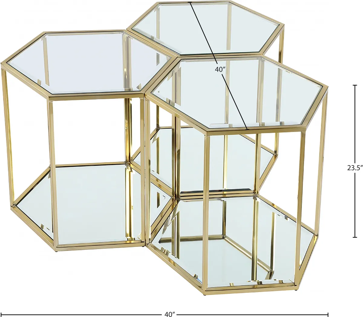 Sei - End Table 3 Piece - Gold