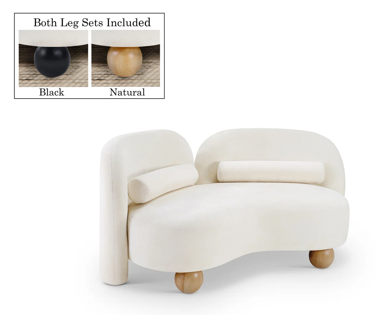 Daphne - Chenille Loveseat - Cream