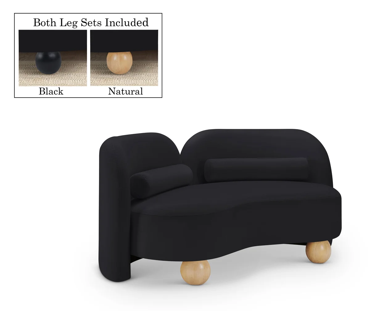 Daphne - Velvet Loveseat - Black