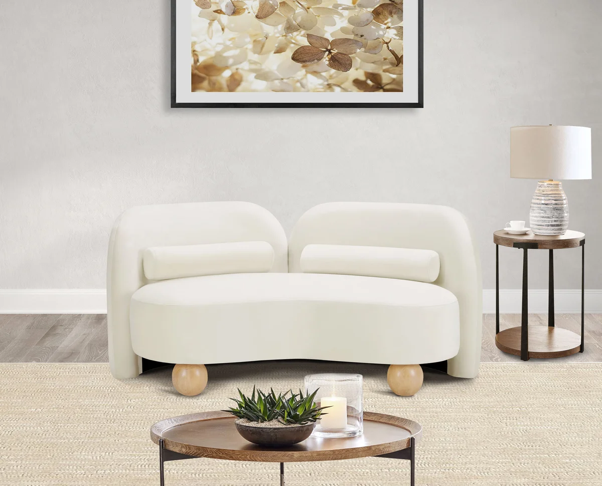 Daphne - Velvet Loveseat - Cream