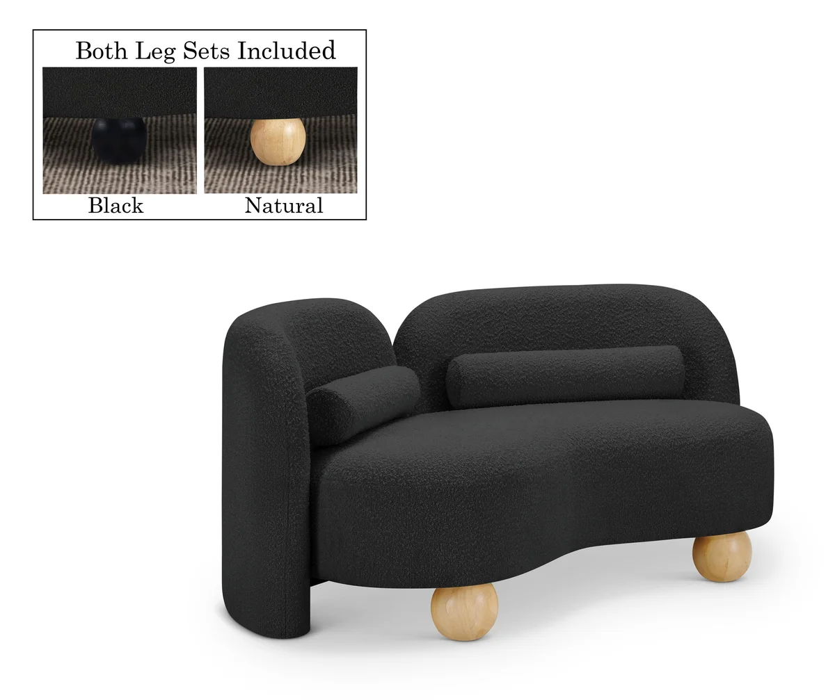 Daphne - Boucle Loveseat - Black