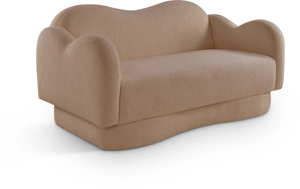 Bloom - Teddy Fabric Loveseat - Beige