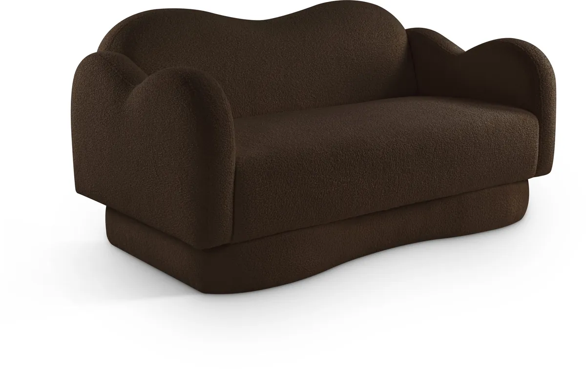 Bloom - Teddy Fabric Loveseat - Brown