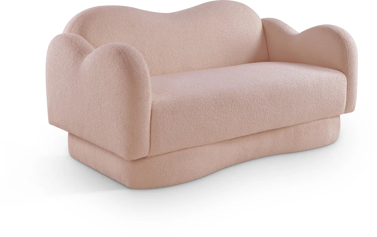 Bloom - Teddy Fabric Loveseat - Pink